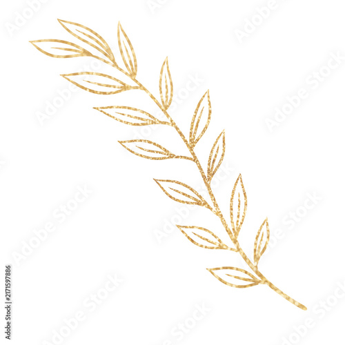 Elegant Golden Pointed Leaf Decorative Illustration