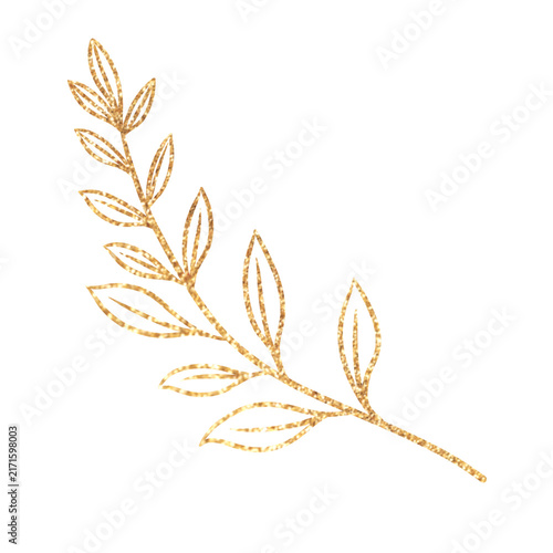 Elegant Golden Pointed Leaf Decorative Illustration