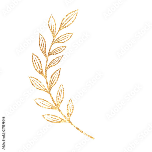 Elegant Golden Pointed Leaf Decorative Illustration