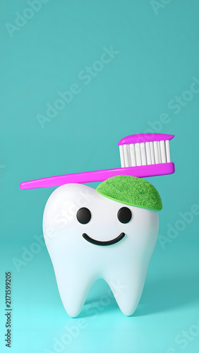 Happy Tooth Figure Balancing Toothbrush Close Up
