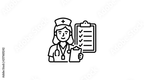 Nurse with Clipboard Icon - Medical Checklist & Healthcare Symbol