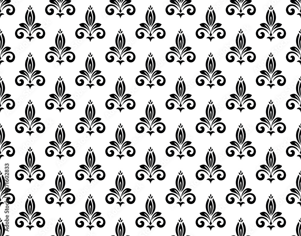 Obraz premium Flower geometric pattern. Seamless vector background. White and black ornament.