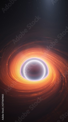 Bild auf Leinwand Astrophysics galaxy concepts, realistic black hole event horizon with bright photon ring deep space galaxy
