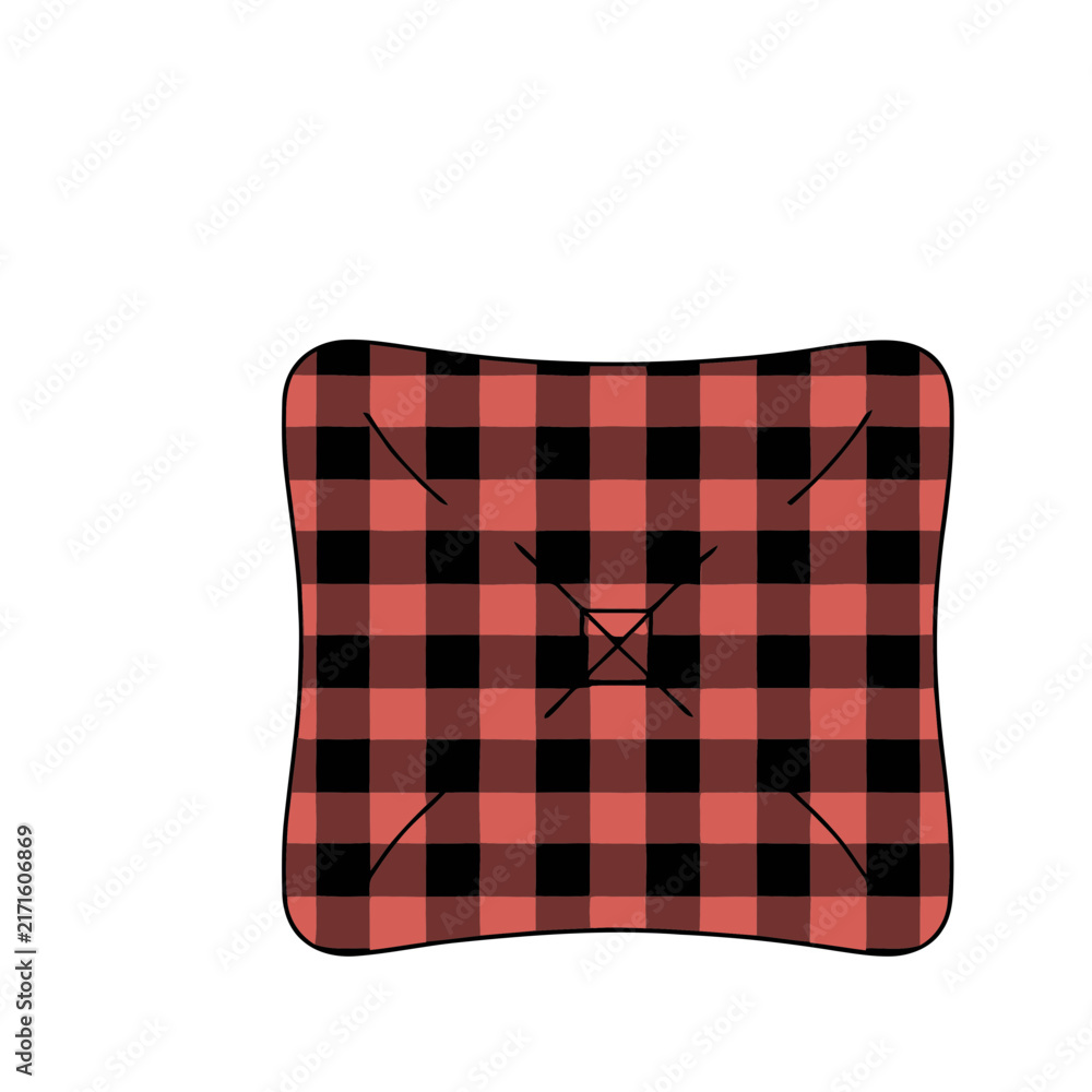 Naklejka premium Red and black buffalo plaid cushion