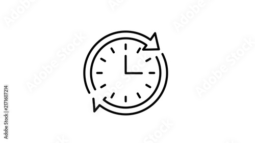 Clock with Circular Arrows Icon Symbolizing Time Management and Efficiency