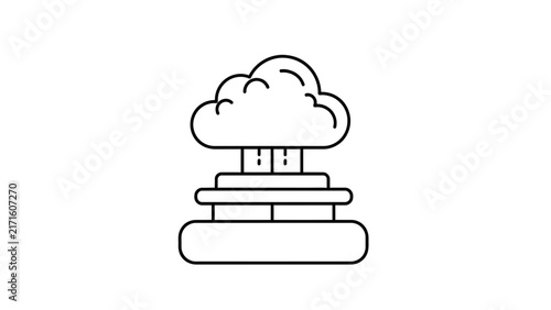 Cloud Computing Icon: Server Rack with Cloud Symbol