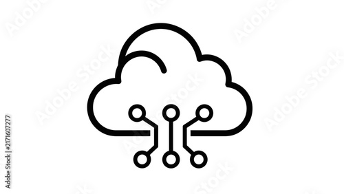 Cloud Computing Icon with Circuit Board Elements, Digital Technology Concept