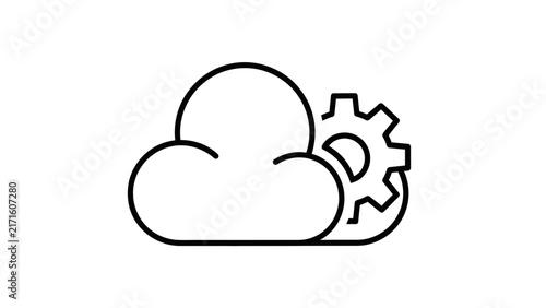 Cloud Computing Icon with Gear Symbol - Technology and Data Management Concept