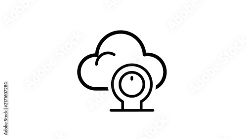 Cloud Computing Icon with Timer Symbol, Data Storage and Time Management Concept