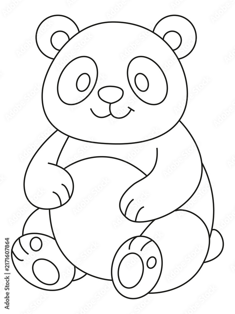 Obraz premium Flauschiger Bär – Cartoon-Umriss, handgezeichnete Linienkunst-Illustration, Doodle-Kunst-Malvorlage für Kinder