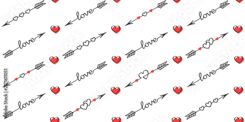 Black arrows decorated with hearts and the word 