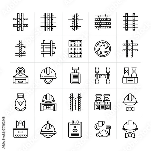 Industrial manufacturing and worker safety icon set