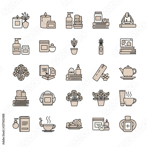 Lifestyle spa and food icons.