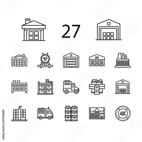 Storage warehouse and distribution center icons