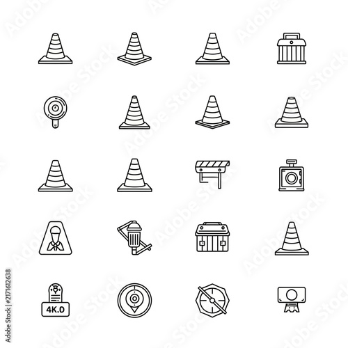 Traffic cone and site safety equipment icons.