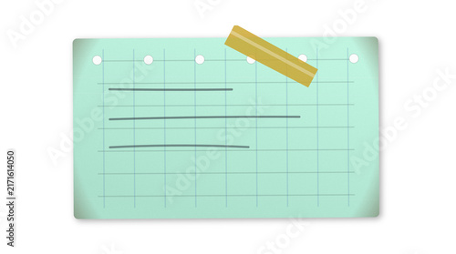 Bild auf Leinwand Green graph note with gold tape and scribbled lines for brainstorming tasks