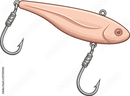 Quadro su tela Fish shaped fishing lure with double hooks and artificial bait design
