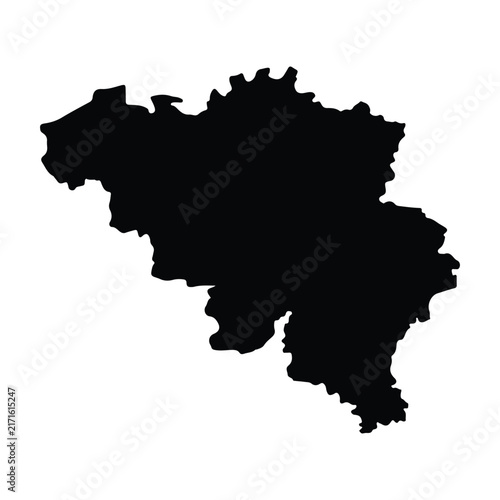 Cuadro en lienzo Belgium Map Black and Red Silhouette Vector Illustration