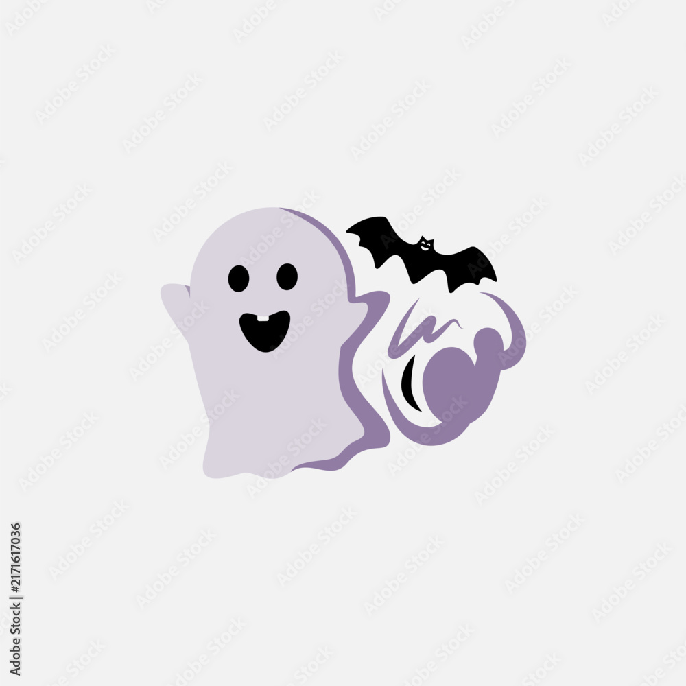 Naklejka premium funny ghost with children 