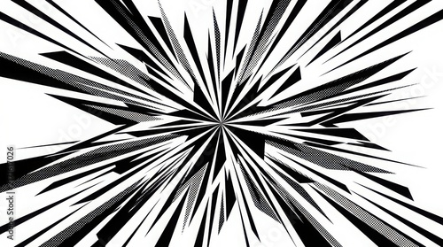Black and white manga style speed lines background with sharp comic book motion effect