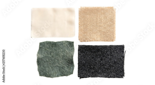 Bild auf Leinwand Assorted smooth silk burlap felt and tweed fabric swatches