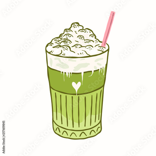 Iced Matcha Latte with Whipped Cream