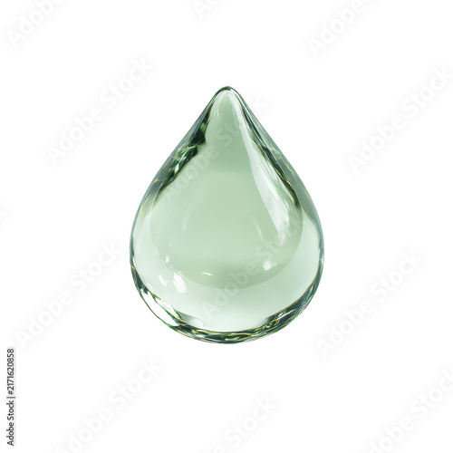 Single green water drop icon isolated on transparent background