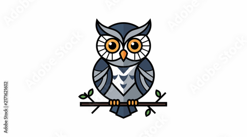 Wise owl wearing a graduation cap sitting on a tree branch vector illustration