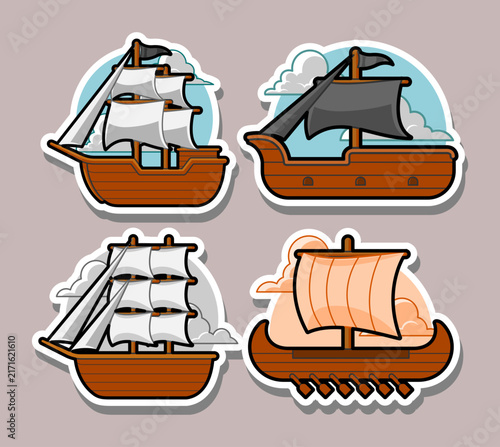 Collection of Vintage Sailing Ship Sticker