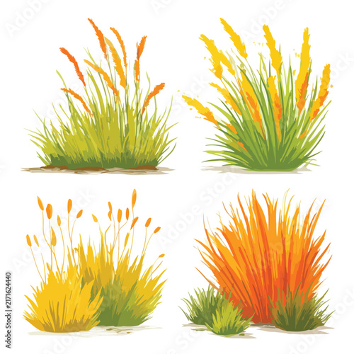 set of green grass