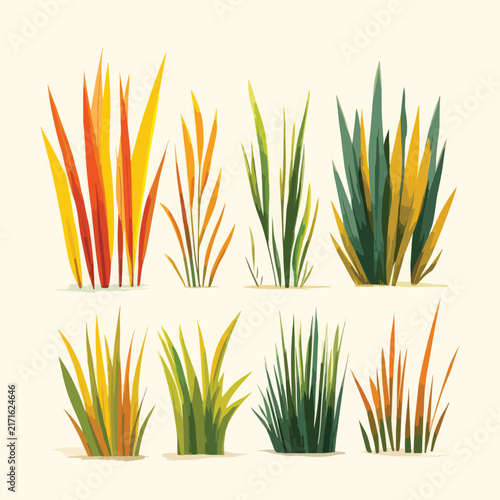 set of green grass