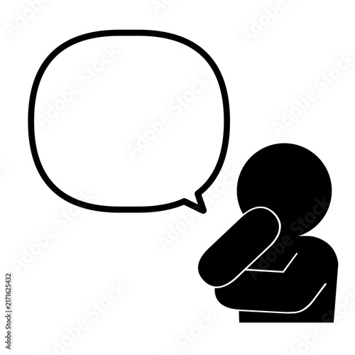 Quadro su tela 考える人と空欄の吹き出し｜思考・質問・会話・自由記入