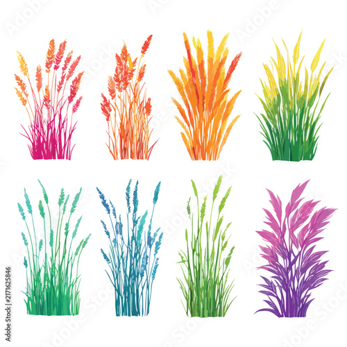 set of green grass