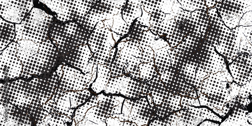 Halftone Cracked Paint Grunge Texture Background With Distressed Vintage Dot Pattern