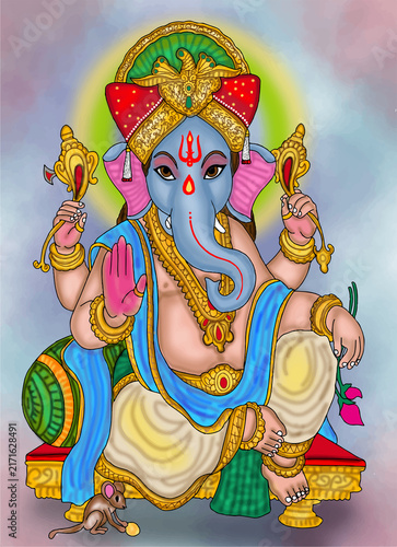 Quadro su tela hand drawn digital art of lord ganesha