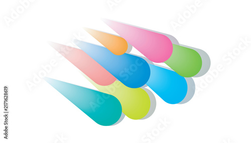 Isometric colorful 3d pointer cones with bright pastel gradients for infographic visual data presentation element set.