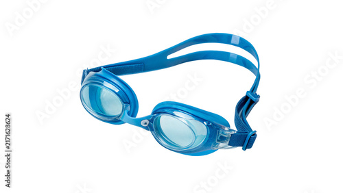 Obraz na płótnie Blue swimming goggles eyewear sports accessory for pool training isolated on a w