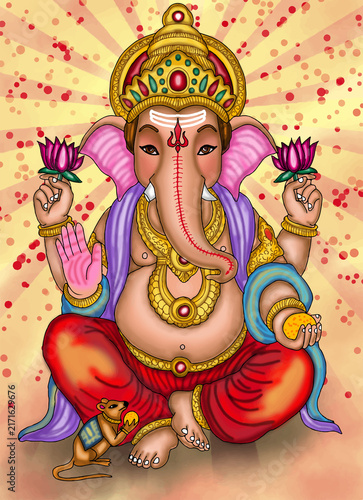 Foto hand drawn digital art of lord ganesha
