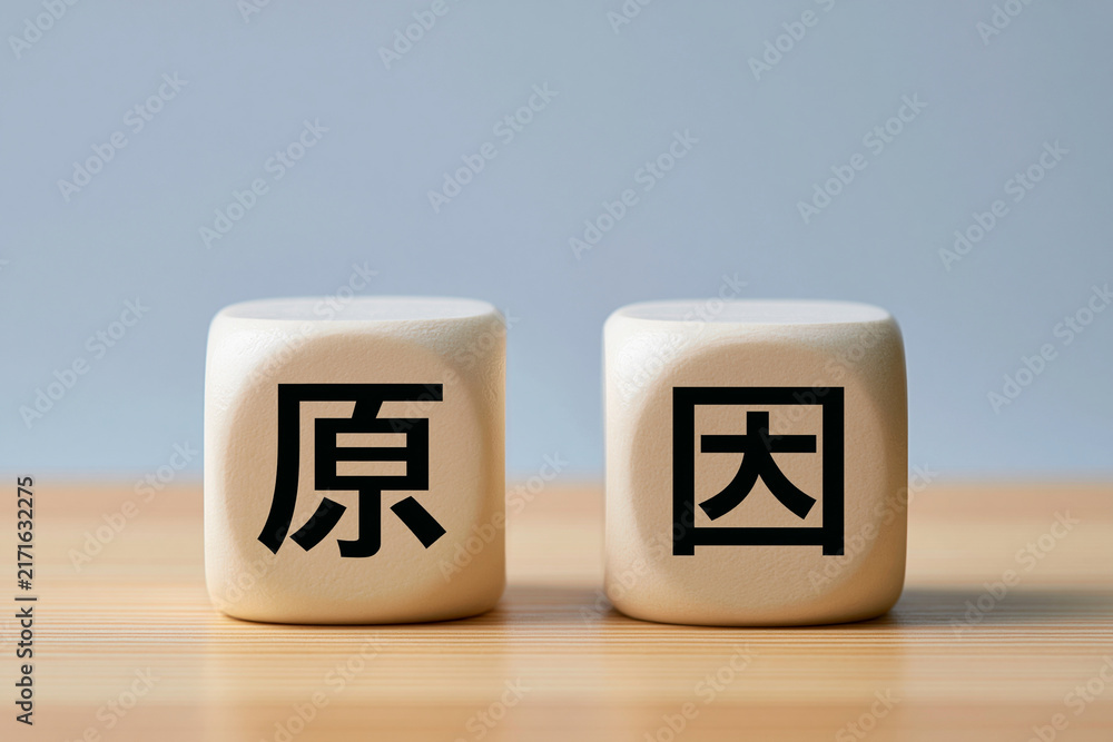 Obraz premium 原因の文字ブロック