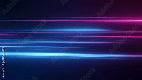 Horizontal blue and magenta neon light streaks for music event visual background loop