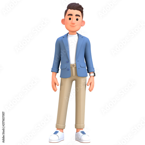 3D Modern Businessman Character Standing Neutral