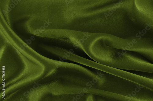 Obraz na płótnie Green fabric with texture, Smooth silk material background