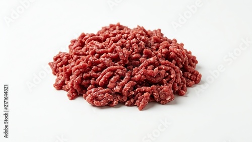 Fresh raw ground beef meat pile isolated on white background