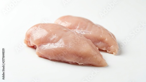 Raw chicken breast fillets on white background