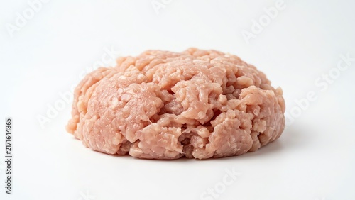 Raw minced chicken meat on white background