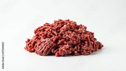 Fresh raw minced meat pile isolated on white