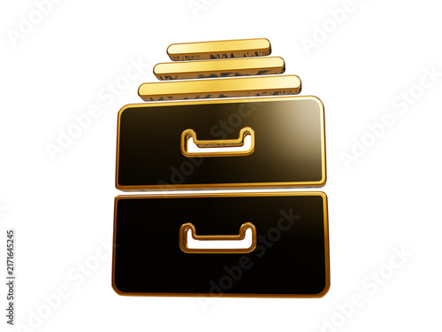 Cuadro en lienzo Golden office drawer cabinet icon with dark metallic finish for organized business file cabinet representation