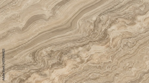 Beige Marble Texture Background. Natural travertine stone with wavy brown veins and elegant swirl patterns. Luxury mineral surface for interior design architecture and floor tiles
