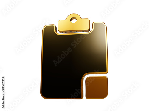 Photography Glossy gold and black clipboard icon with separate square card useful for office task planning and management