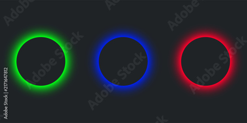 Abstract dark background with three glowing RGB neon circles